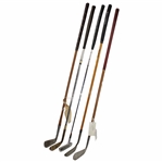Lot of Five Hickory & Steel Shaft Putters