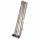 Lot of Five Hickory Shaft Clubs Including Mid Iron, Mashie, 7 Iron, 8 Niblick & Maxwell Mashie