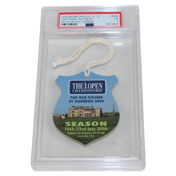 2000 Open Championship at St. Andrews Season Badge Tiger PGA Win #21 PSA Excellent 5