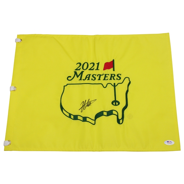 Hideki Matsuyama Signed 2021 Masters Tournament Embroidered Flag PSA #AL44893