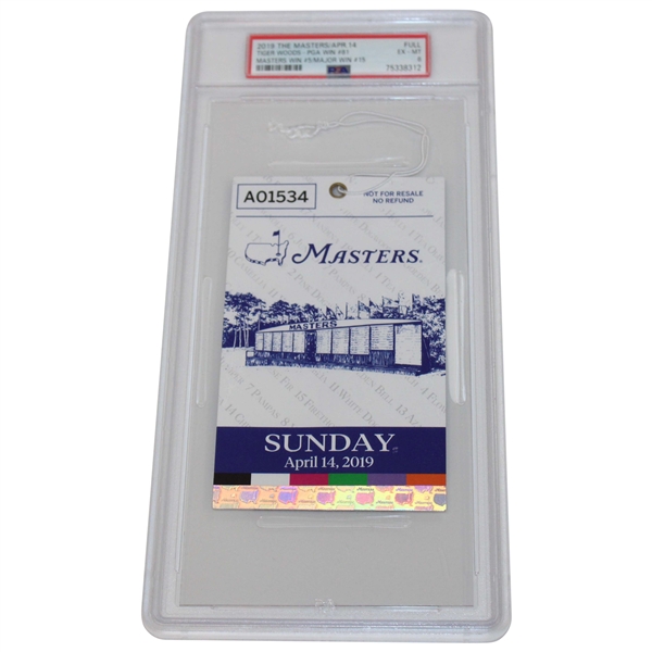 2019 Masters Full Ticket Tiger Woods 15th Major Win PSA 6 EX-MT