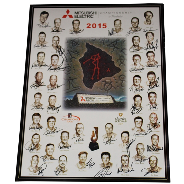 Field Signed 2015 Mitsubishi Championship at Hualalai Resort Poster JSA ALOA