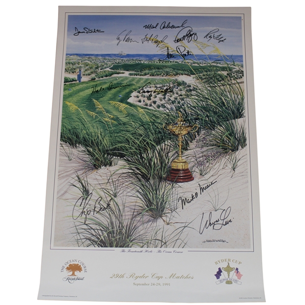 Hale Irwins Signed 1991 Ryder Cup Team USA at Kiawah Island Posters JSA ALOA