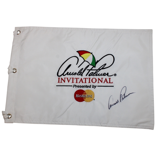 Arnold Palmer Signed Arnold Palmer Invitational White Embroidered Flag JSA ALOA