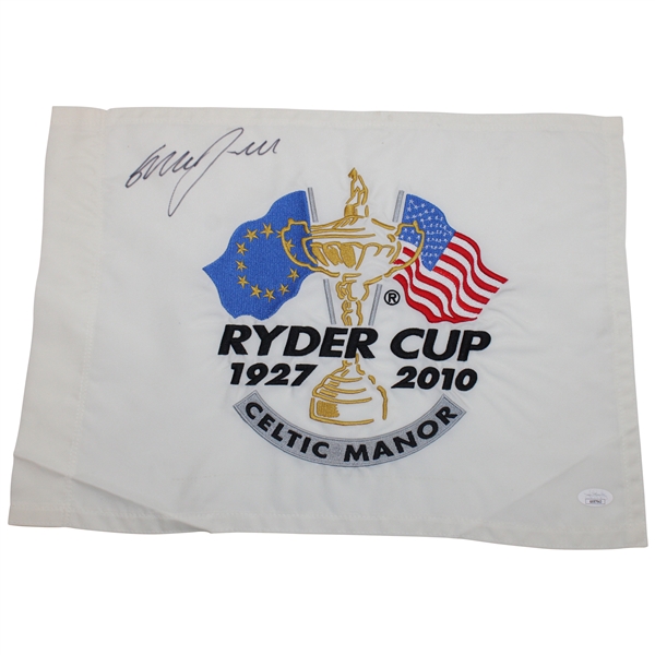 Graeme McDowell Signed 2010 Ryder Cup at Celtic Manor Embroidered Flag JSA #AX87943
