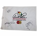 McDowell, Poulter & Snedeker Signed Arnold Palmer Inv. White Embroidered Flag JSA ALOA