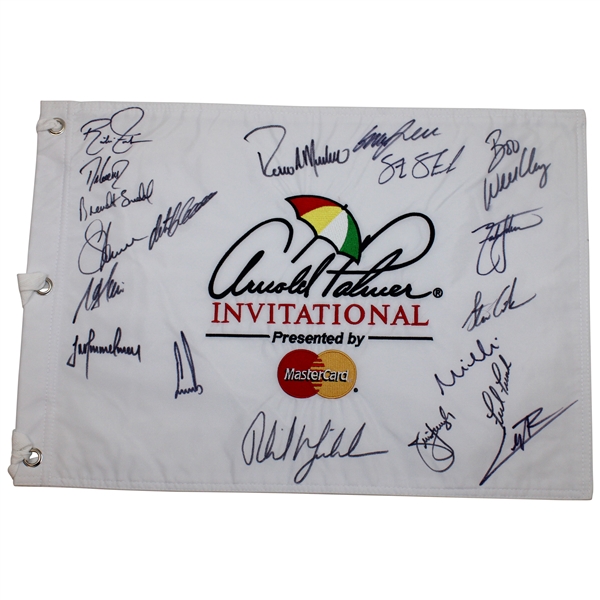 PGA Stars Multi-Signed Arnold Palmer Invitational White Embroidered Flag JSA ALOA