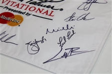 PGA Stars Multi-Signed Arnold Palmer Invitational White Embroidered Flag JSA ALOA