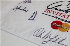 PGA Stars Multi-Signed Arnold Palmer Invitational White Embroidered Flag JSA ALOA