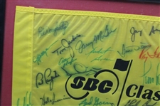 Champions Tour Flag Signed by 41 including Floyd, Kite, Irwin, and many more - Framed