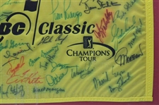 Champions Tour Flag Signed by 41 including Floyd, Kite, Irwin, and many more - Framed