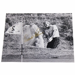 Arnold Palmer Signed Hitting Out Of Sandtrap at Royal Birkdale Photo JSA ALOA