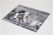 Arnold Palmer Signed Hitting Out Of Sandtrap at Royal Birkdale Photo JSA ALOA