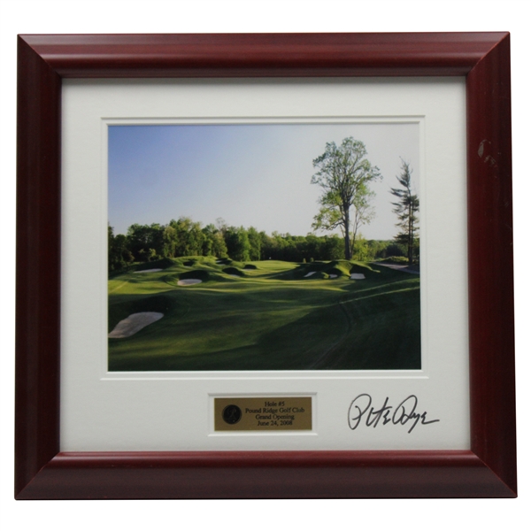 Pete Dye Signed 2008 Pound Ridge Golf Club Grand Opening Hole 5 Photo JSA ALOA