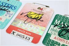 Nick Faldo Signed 1989, 1990, & 1996 Masters Tournament SERIES Badges JSA ALOA