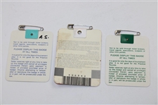 Nick Faldo Signed 1989, 1990, & 1996 Masters Tournament SERIES Badges JSA ALOA