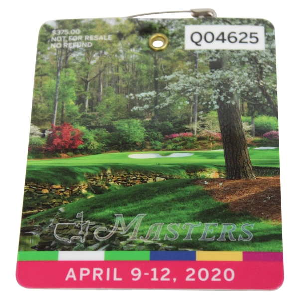 2020 Masters Tournament SERIES Badge #Q04625 - Dustin Johnson Winner