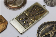 Six (6) Various Undated Golf Medallions/Clips - Some Sterling Silver