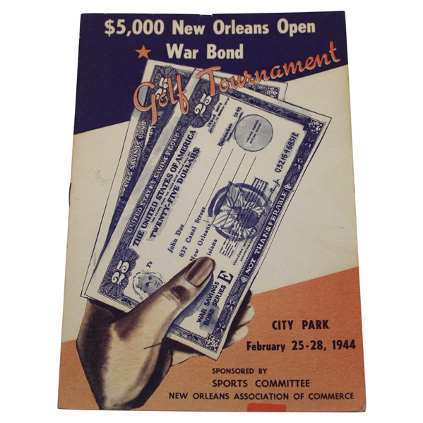 1944 New Orleans Open War Bond Tournament at City Park Program - Sam Byrd Winner