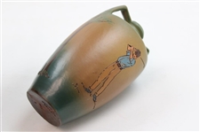 Early 1900's Weller Dickensware Pre-Swing Male Golfer Dual-Handle Jug