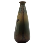 Early 1900's Weller Dickensware Post-Swing Female Golfer with Cape Triangular Vase