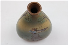 Early 1900's Weller Dickensware Post-Swing Female Golfer with Cape Triangular Vase
