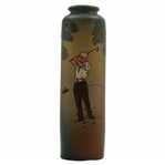 Early 1900s Weller Dickensware Pre-Swing Male Golfer Slim Vase