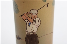 Early 1900's Weller Dickensware Pre-Swing Male Golfer Slim Vase