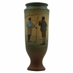 Early 1900s Weller Dickensware Two (2) Male Golfers Cylindrical Vase