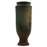 Early 1900's Weller Dickensware Two (2) Male Golfers Cylindrical Vase
