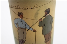 Early 1900's Weller Dickensware Two (2) Male Golfers Cylindrical Vase