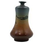 Early 1900's Weller Dickensware Male Golfer Fixing Divot w/Caddie Bulbous Vase