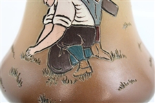 Early 1900's Weller Dickensware Male Golfer Fixing Divot w/Caddie Bulbous Vase