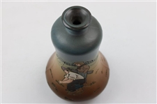 Early 1900's Weller Dickensware Male Golfer Fixing Divot w/Caddie Bulbous Vase