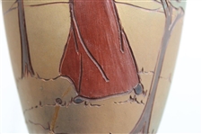 Early 1900's Weller Dickensware Pre-Swing Female Golfer with Cape & Hat Vase
