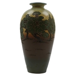 Early 1900's Weller Dickensware Male Golfer Finishing Putt Cylindrical Bulbous Vase