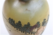 Early 1900's Weller Dickensware Male Golfer Finishing Putt Cylindrical Bulbous Vase