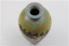 Early 1900's Weller Dickensware Male Golfer Finishing Putt Cylindrical Bulbous Vase