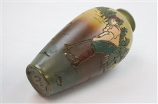 Early 1900's Weller Dickensware Male Golfer Finishing Putt Cylindrical Bulbous Vase