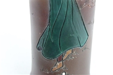 Early 1900's Weller Dickensware Pre-Swing Female Golfer w/Separated 2-Hand Swing Vase