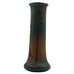 Early 1900's Weller Dickensware Pre-Swing Female Golfer with Cape & Hat Cylindrical Vase