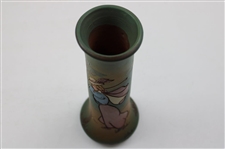Early 1900's Weller Dickensware Pre-Swing Female Golfer with Cape & Hat Cylindrical Vase