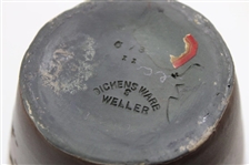 Early 1900's Weller Dickensware Pre-Swing Male Golfer w/Fence Cylindrical Bulbous Vase