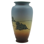 Early 1900's Weller Dickensware Male Golfer Finishing Putt Cylindrical Vase