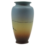 Early 1900's Weller Dickensware Male Golfer Finishing Putt Cylindrical Vase