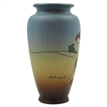 Early 1900's Weller Dickensware Male Golfer Finishing Putt Cylindrical Vase