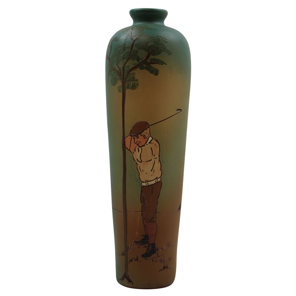 Early 1900s Weller Dickensware Pre-Swing Male Golfer Vase