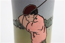 Early 1900's Weller Dickensware Pre-Swing Male Golfer Slim Vase
