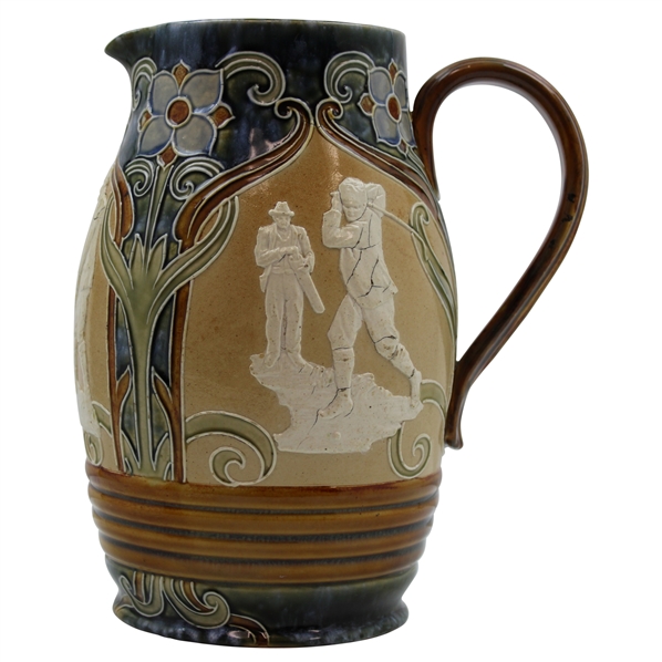 Early 1900s Doulton Lambeth Large Stoneware Milk Oversize Pitcher