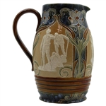 Early 1900's Doulton Lambeth Large Stoneware Milk Oversize Pitcher